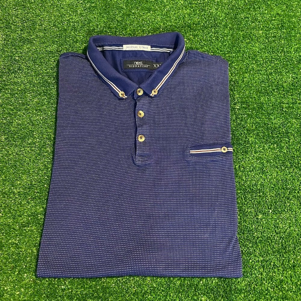 Next London Men's Short Sleeve Polka Dot Pocket Polo Casual Shirt Big Size XXL